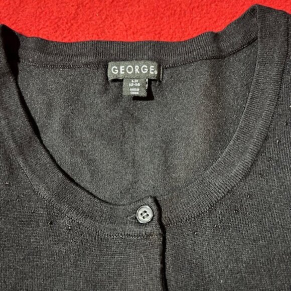 George Black Button-Up Cardigan Sweater Women’s Size L (12-14) Glitter Sleeves L - Picture 6 of 8